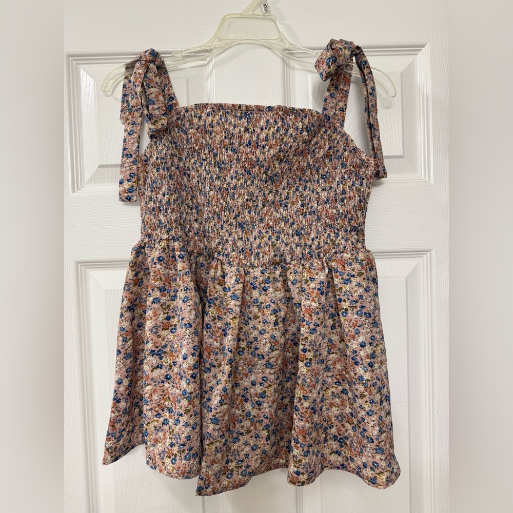 Lioness Floral Tie-Shoulder Dress in Pink and Blue